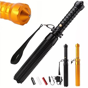 Q5强光手电筒狼牙棒伸缩变焦广角批发充电远射