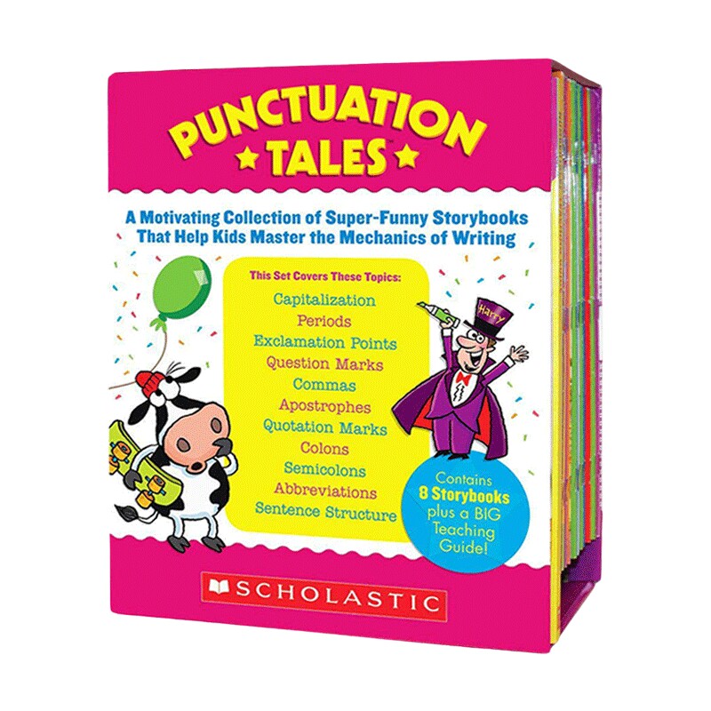 学乐标点故事 英文原版 Punctuation Tales 8册故事读物+1教师用书 幼儿英语阅读启蒙 帮助孩子掌握写作技巧 英文版进口书籍