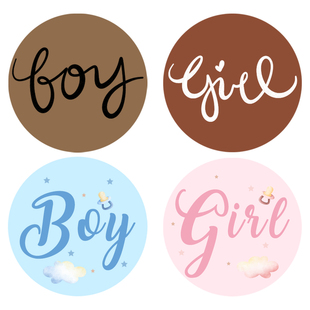Team Boy or Team Girl性别揭示圆形不干胶礼物游戏投票装饰贴纸