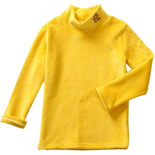 一体绒儿童保暖上衣男童女童加绒打底衫纯棉洋气女宝宝秋冬打底衣