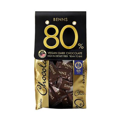 【自营】BENNS无糖黑巧克力80%纯黑巧纯可可脂200g烘焙进口巧克力