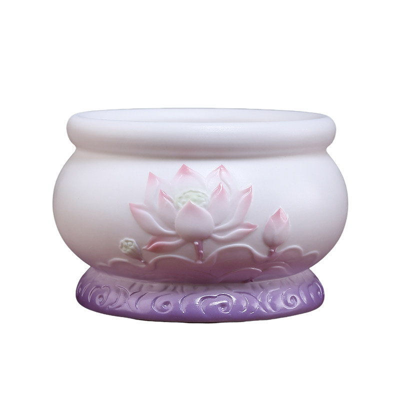 陶瓷莲花香炉家用供佛供香炉碗