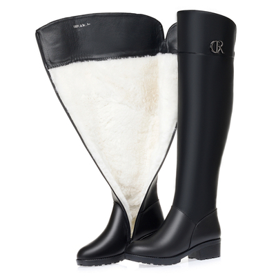 高筒靴新款过膝靴真皮防滑长筒靴