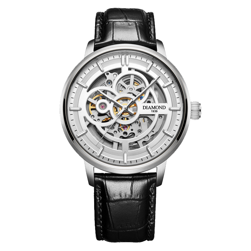 上海钻石手表男自动机械表双面夜光镂空透底7103官方正品学生手表