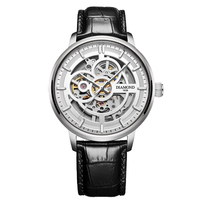 上海钻石手表男自动机械表双面夜光镂空透底7103官方正品学生手表