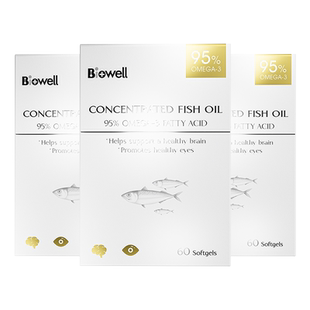 【自营】[3盒]Biowell小金星PLUS95%高纯鱼油胶囊神经酸DHA备考