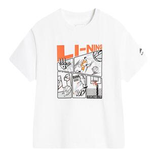 李宁男童短袖儿童t恤26夏季新款大童宽松纯棉透气青少年运动半袖