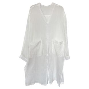 棉麻亚麻上衣女高端V领开叉宽松慵懒风夏防晒衬衫薄款轻奢高级感