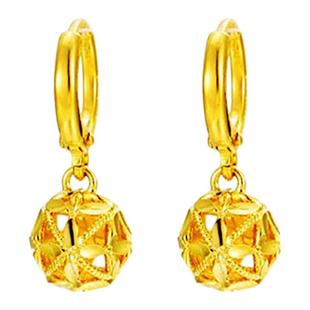 新款24K黄金耳环耳圈女仿金包银长款流苏树叶子耳坠送妈妈送老婆