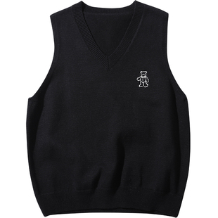 万有引力博物馆|叠穿针织背心女春秋宽松外穿毛衣学院风毛线马甲