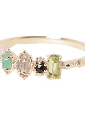 agete多彩宝石清新戒指女