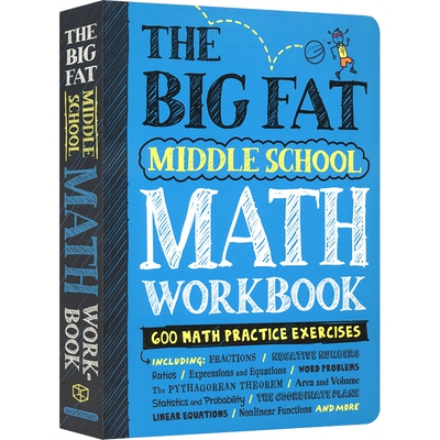 The Big Fat Middle School Math Workbook 大胖子笔记 中学数学练习 学霸笔记练习册 涂鸦风教辅 课外练习 英文原版进口儿童图书