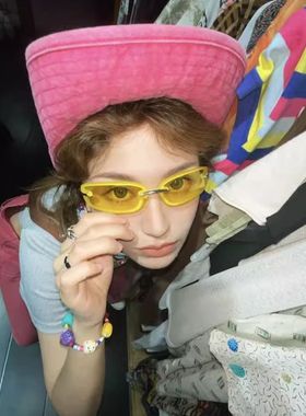 Y2K亚文化未来科技赛博朋克风窄框墨镜中古千禧辣妹太阳眼镜男女