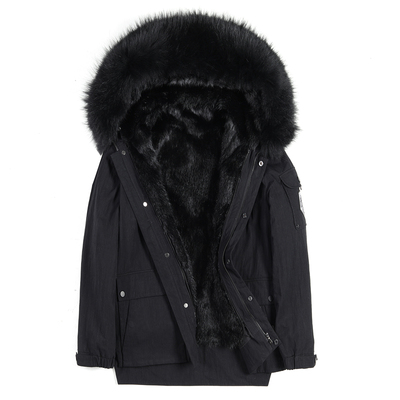 派克服男水貂内胆2025新款皮毛一体可拆卸短款加厚整貂皮草外套潮