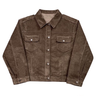 ROW风格肯豆rose同款做旧水洗工装夹克灯芯绒老钱风宽松男女同款