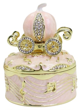 梦幻桌面装饰珐琅彩南瓜车求婚戒指收纳首饰盒家居摆件生日礼物