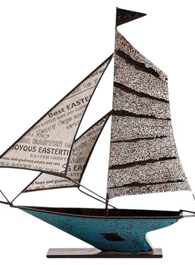 美式铁艺帆船模型摆件一帆风顺