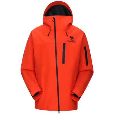 骆驼赤焰橘冲锋衣男女款防风防水单层外套2025新款亮色户外登山服