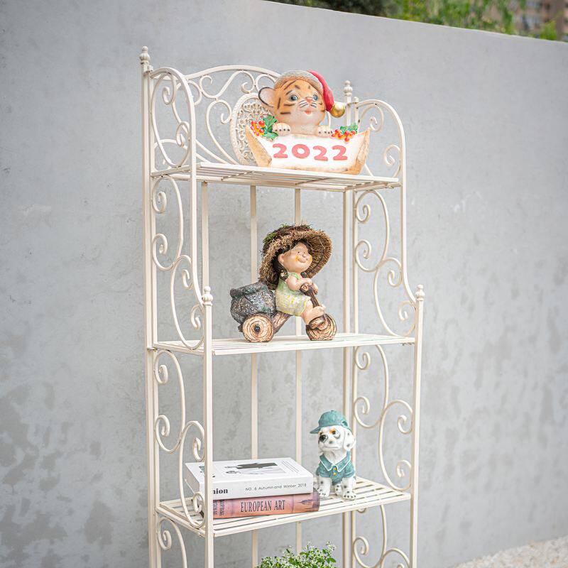 铁艺铸铁多层阳台花架收纳落地墙角创意户外可折叠置物架书架