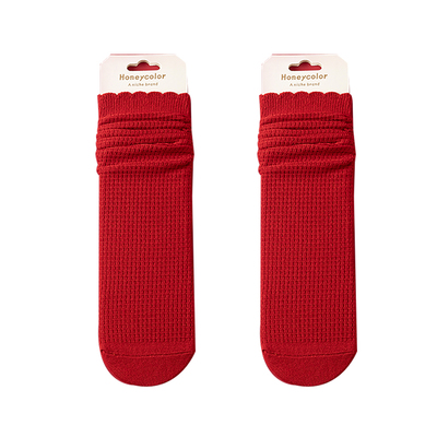 马年本命年红袜子女堆堆袜秋冬季