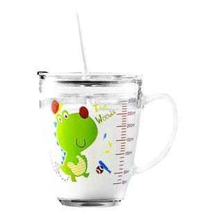 牛奶杯带刻度早餐喝奶吸管杯微波炉可加热玻璃耐热儿童冲泡奶粉杯