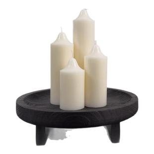 侘寂风碳化黑色木质果盘香薰蜡烛托盘高级感家用干果盘民宿木盘