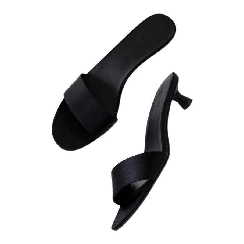 InkingPot彭姐 row家极简风小猫跟凉拖鞋真皮一字带平跟凉鞋女