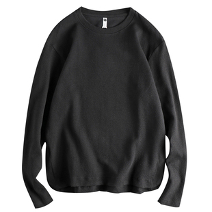 肌理感条纹针织面料美式慵懒风休闲卫衣男 宽松舒适百搭长袖上衣