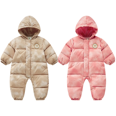 拉比婴儿羽绒连帽连体衣