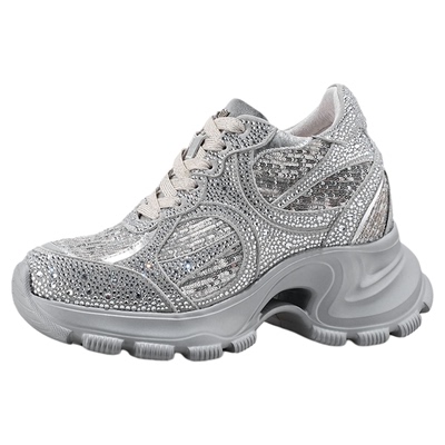 艾今25秋冬新10cm潮流烫钻老爹鞋