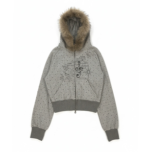 POH HEART HOODIE 爱心波点 猎装毛领 音符涂鸦 400G加绒连帽卫衣