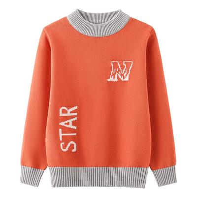 恒源祥男童打底拼色加绒加厚针织衫儿童保暖毛衣秋冬中大童100%棉