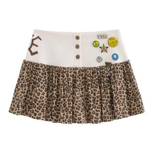 【AGD】WrongSolution SAVE拯救一切 徽章拼贴豹纹低腰花苞短裙