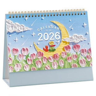 台历2026年创意简约大格子马年办公月历定制桌面摆件新款工作打卡日历本计划本ins风日历2025年记事台历本