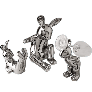 创意轻奢酒柜装饰品摆件套装兔子客厅家居玻璃柜红酒架高档工艺品