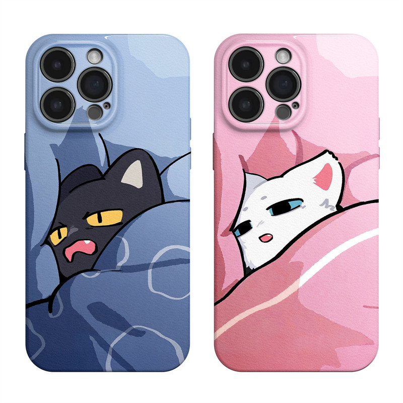 晚安~情侣可爱睡觉猫咪ins适用iPhone16/15promax手机壳华为pura70苹果13红米k60vivoX100软opporeno12畅享70