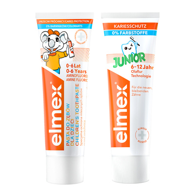 【自营】Elmex艾美适0-6-12岁少儿清洁牙膏奥拉氟防龋齿儿童牙膏