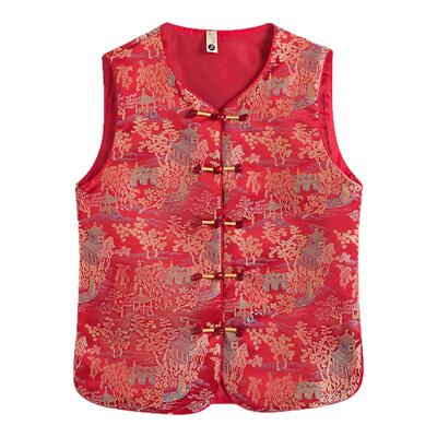 新中式风国风马甲女盘扣背心宽松气质上衣春秋新款妈妈装洋气坎肩