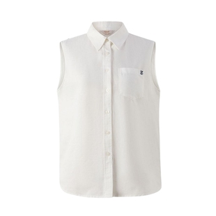 【法国亚麻】Eland衣恋衬衫女单口袋无袖背心上衣25夏季新款淡人