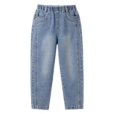 安奈儿童装男童牛仔裤2025秋新款宽松透气弹力裤子锥形时尚长裤