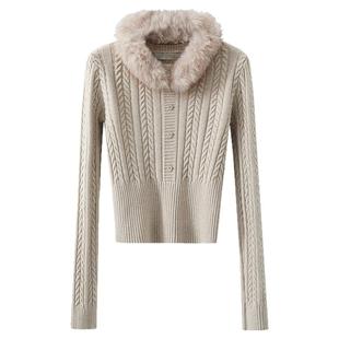 夕蒙2026新款冬季韩系巨好看高级感小个子独特漂亮毛领黑色毛衣女