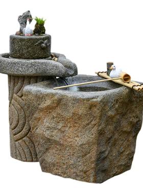 庭院流水摆件阳台鱼池假山造景喷泉新中式入户花园景观装饰鱼缸