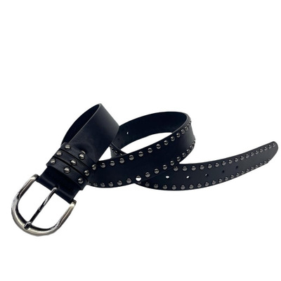真皮朋克铆钉针扣腰带男女百搭