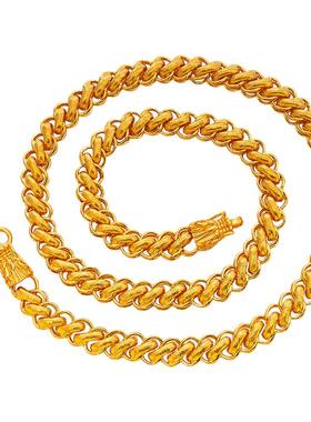 金包银项链男款999足黄包金扁泰国链时尚潮男个性金店爆款高级感