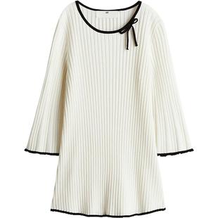 HM童装儿童女童红色连衣裙冬季新中式风圆领针织公主裙1248071