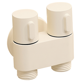 全铜奶油风白色洗衣机水龙头一进二出三通卫生间角阀马桶伴侣喷枪