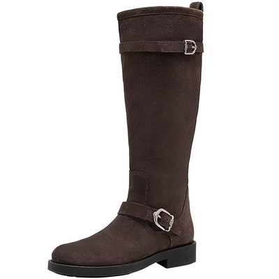 明星同款natursun显瘦骑士靴女