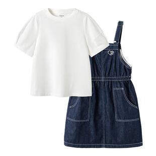 巴拉巴拉女童裙子儿童连衣裙夏装大童牛仔背带裙套装纯棉时尚洋气