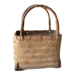 手工竹皮竹藤编包包手提包收纳包外出便携旅行茶具包手提小菜篮