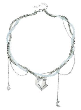 Norns欧美未来赛博轻奢时尚月亮芒星流苏锁骨链玻璃米珠串珠项链